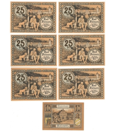 Banknoty zastępcze (notgeldy) Duszniki Zdrój (Bad Reinerz), 7 sztuk
