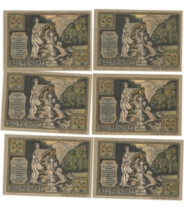 Banknoty zastępcze (notgeldy) Duszniki Zdrój (Bad Reinerz), 6 sztuk