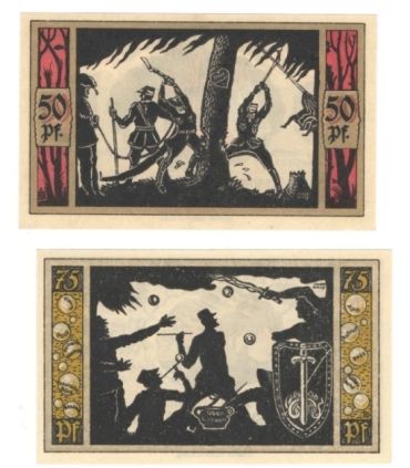 Banknoty zastępcze (notgeldy) Przysiecz (Przyschetz), 2 sztuki