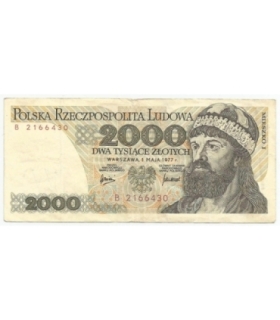 2000 zł Mieszko i Chrobry, 1977, seria B 2166430, stan 3-