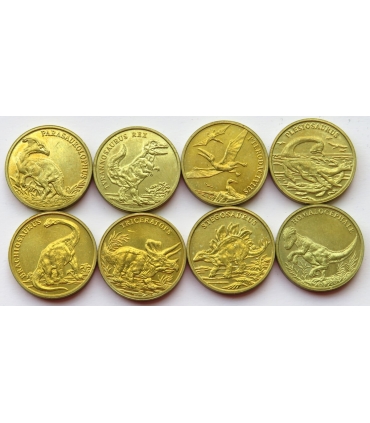 Numizmaty Diznozauria, Diznozaury - zestaw 8 sztuk Nordic Gold