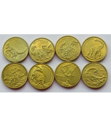 Numizmaty Diznozauria, Diznozaury - zestaw 8 sztuk Nordic Gold