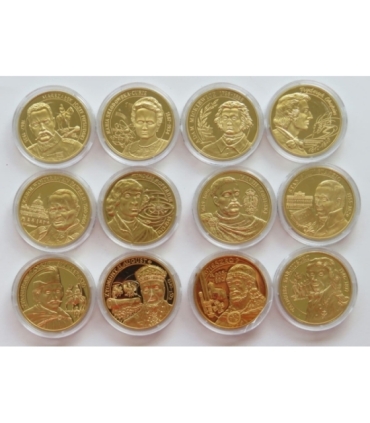 Medale Wielcy Polacy, 12 sztuk i dedykowana kaseta