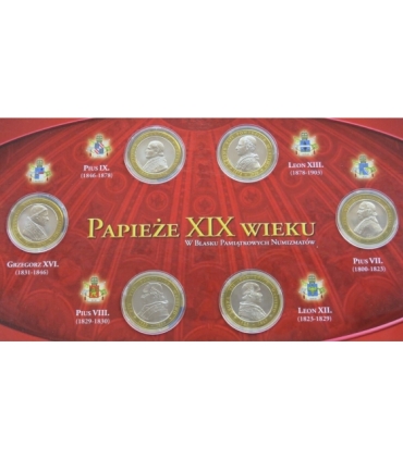 Wielcy Papieże w historii kościoła + Papieże XIX wieku- zestaw 15 medali, Jan Paweł