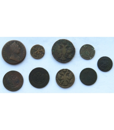 Zestaw monety miedziane Rosja, Austria, Polska, 1666-1903 r.