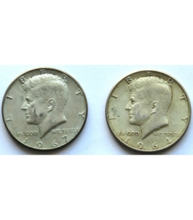 USA, 2 x 1/2 dolara, half dollar Kennedy, stan 2, 1964 i 1967 r.