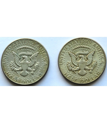 USA, 2 x 1/2 dolara, half dollar Kennedy, stan 2, 1964 i 1967 r.