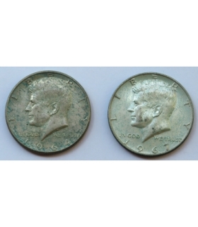 USA, 2 x 1/2 dolara, half dollar Kennedy, stan 2, 1964 i 1967 r.