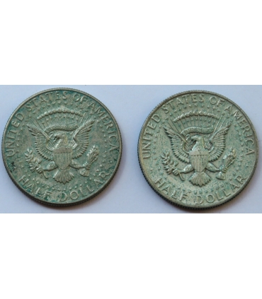 USA, 2 x 1/2 dolara, half dollar Kennedy, stan 2, 1964 i 1967 r.