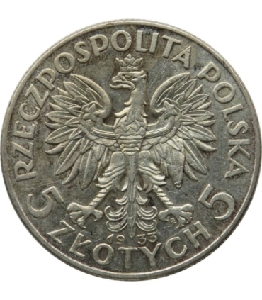 5 złotych głowa kobiety 1933, stan 2+