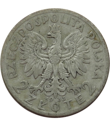 2 złote głowa kobiety 1933, stan 3+