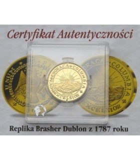 Replika Brasher Dublon 1787, srebro złocone