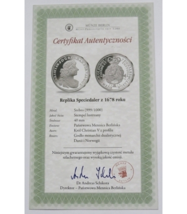 Replika, speziedaler z 1678, srebro 999