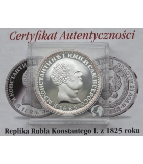 Replika, Rubel Konstantego I z 1825, srebro 999