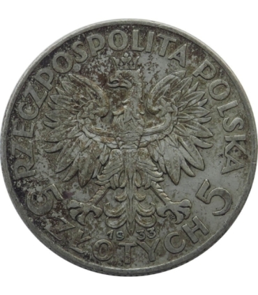 5 zł, Głowa kobiety, 1933, stan 3