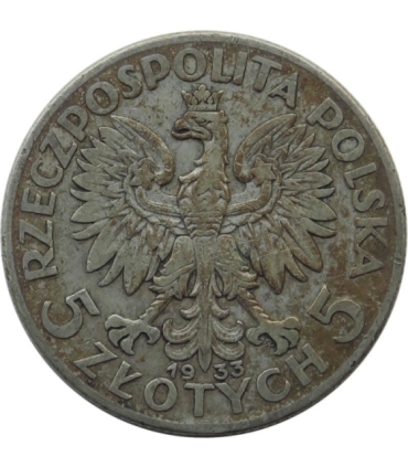5 zł, Głowa kobiety, 1933, stan 3