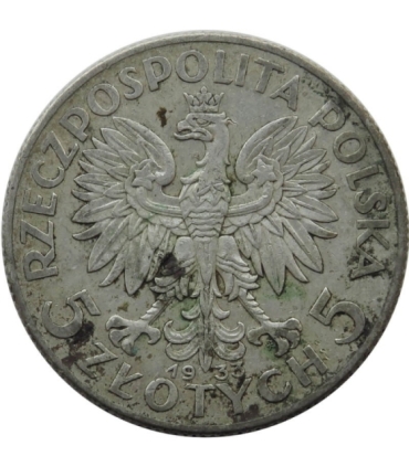 5 złotych głowa kobiety 1933, stan 3+