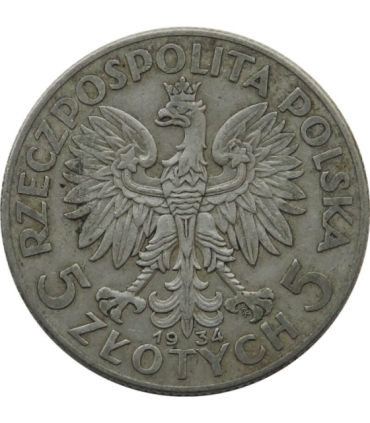 5 zł, Głowa kobiety, 1933, stan 3+
