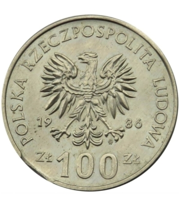 100 złotych 1986 Władysław Łokietek - destrukt końcówka blachy