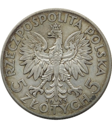 5 zł, Głowa kobiety, 1933, stan 3+