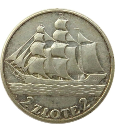 2 zł, Żaglowiec, 1936, stan 3+