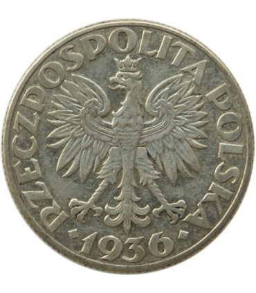 2 zł, Żaglowiec, 1936, stan 3+