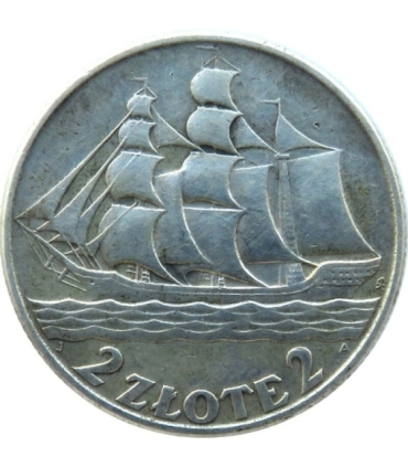 2 zł, Żaglowiec, 1936, stan 2-