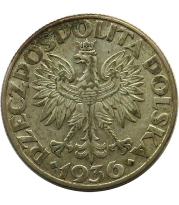 2 zł, Żaglowiec, 1936, stan 2-