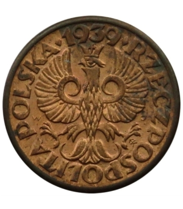 1 grosz, 1939, stan 1-, menniczy połysk