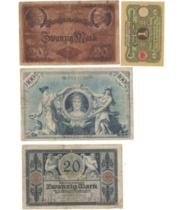 Niemcy, banknoty 1908-1920, stany 2 i 4
