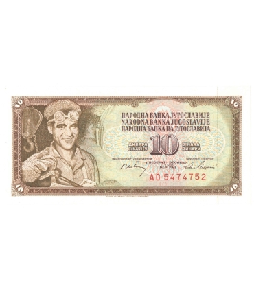 Jugosławia 10 dinarów 1968, seria AO, stan 2