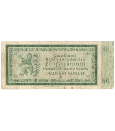 Protektorat Czech i Moraw, 50 koron 1940. seria A31, stan 4