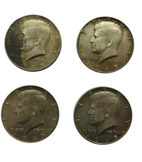 USA, 4 x 1/2 dolara half dollar Kennedy 1965, stan 1-