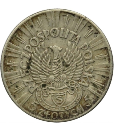 5 złotych Piłsudski Orzeł Strzelecki 1934, stan 3
