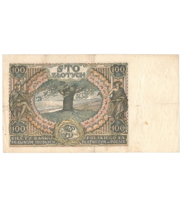Banknot 100 zł 1934 rok, seria C.A. 5640509, stan 3+