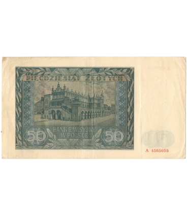 50 złotych 1941, seria A 4565655, stan 3+