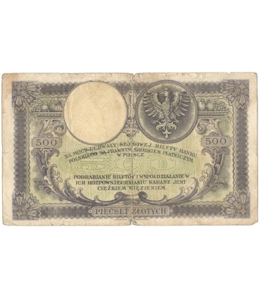 500 zł Kościuszko 1919, seria. SA. 4275511, stan 5