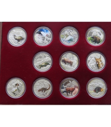 Kolekcja numizmatów, Symbole Przyrody 11 szt, Ag 925