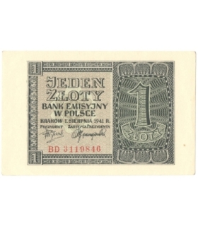 Banknot 1 złoty 1941, stan 1-, BD 3119846