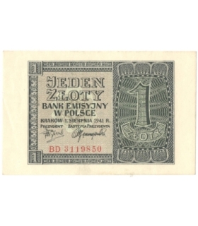 Banknot 1 złoty 1941, stan 1-, BD 3119850