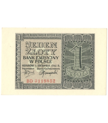 Banknot 1 złoty 1941, stan 1-, BD 3119852