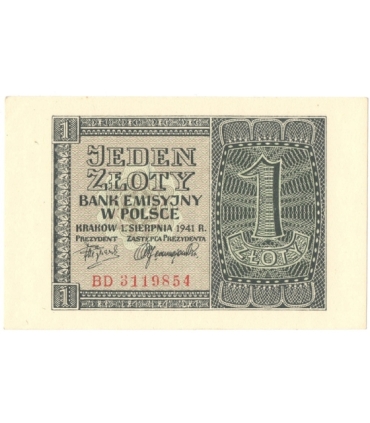 Banknot 1 złoty 1941, stan 1-, BD 3119854