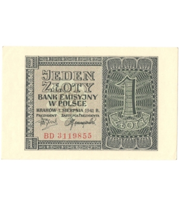 Banknot 1 złoty 1941, stan 1-, BD 3119855