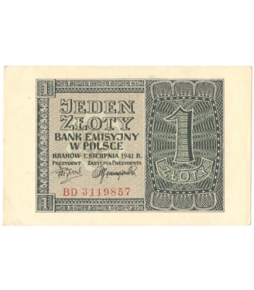 Banknot 1 złoty 1941, stan 1-, BD 3119857