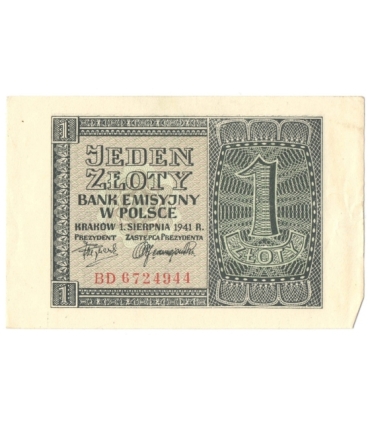 Banknot 1 złoty 1941, stan 2+, BD 6724944