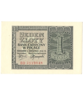 Banknot 1 złoty 1941, stan 1-, BD 3119848