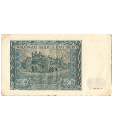 Banknot 50 złotych 1941 stan 3, D 8909720