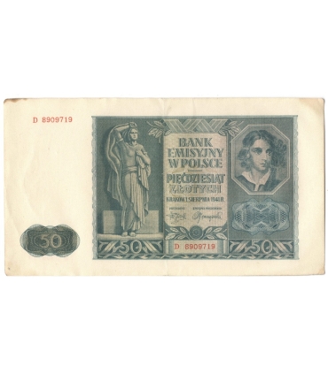 Banknot 50 złotych 1941 stan 3, D 8909719