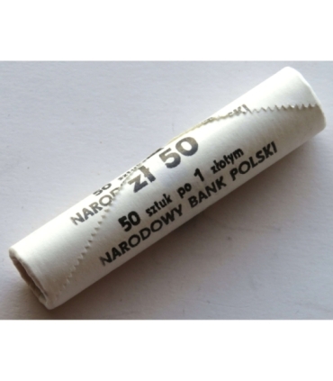 Rolka bankowa 50 szt. x 1 zł, 1990, mennicze