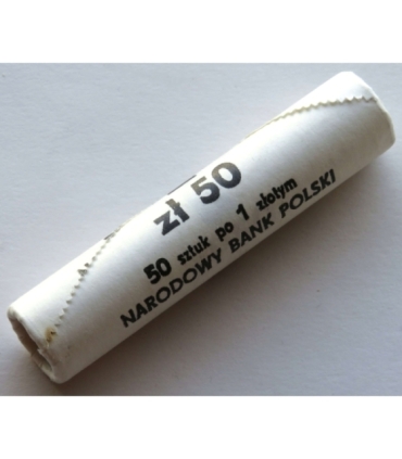 Rolka bankowa 50 szt. x 1 zł, 1990, mennicze